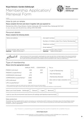 Royal Botanic Garden Edinburgh Membership Application Form