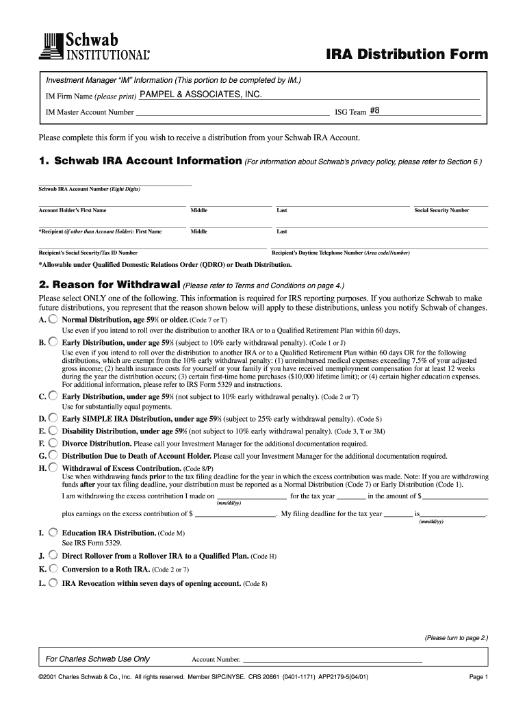 Fillable Online IRA Distribution Form Pampel & Associates, Inc. Fax