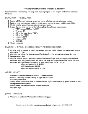 Visiting International Student Checklist