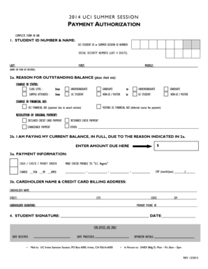 UCI Summer Session Payment Authorization