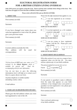 UK Overseas Electoral Registration Form