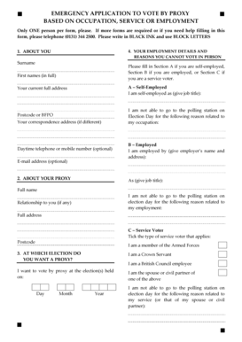 Emergency Application to Vote by Proxy
