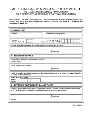 UK Postal Proxy Ballot Paper Application