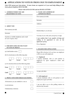 UK Proxy Vote Application Due to Employment