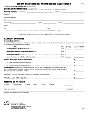 NCTM Institutional Membership Application