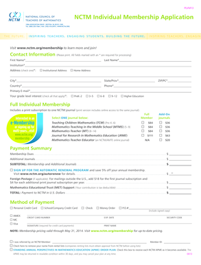 NCTM Individual Membership Application