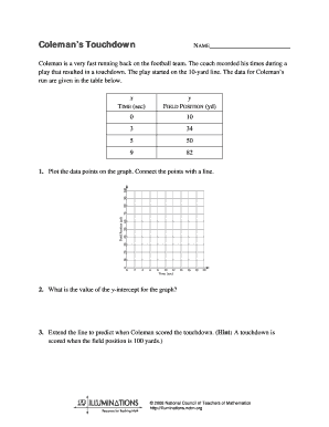 Coleman's Touchdown Math Worksheet