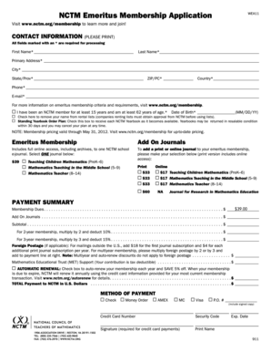 NCTM Emeritus Membership Application