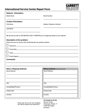 Detector Repair Form