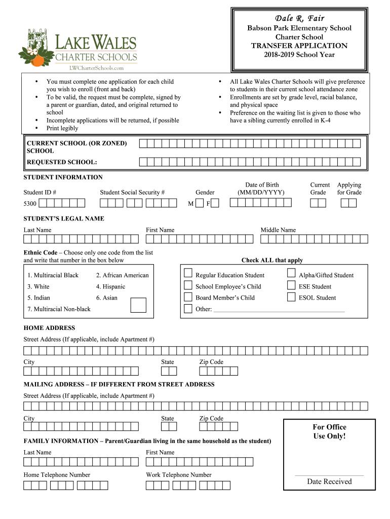 Fillable Online Dale R. Fair Babson Park Elementary Parent Student Handbook Fax Email Print