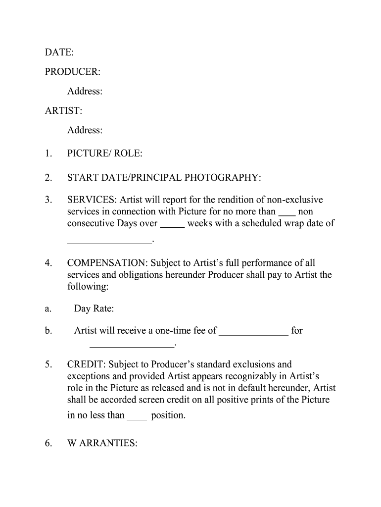 Talent Agency Agreement Template