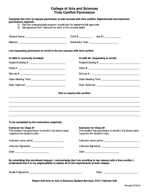 Fillable Online Time Conflict Permission Form Fax Email Print - pdfFiller