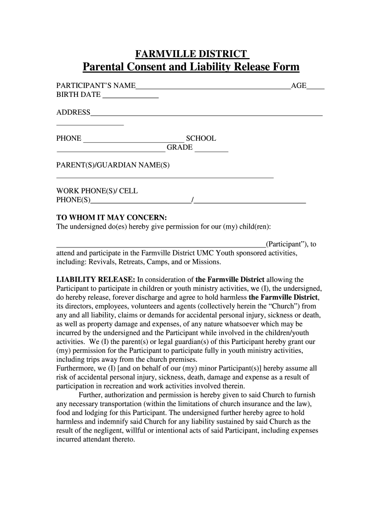 Fillable Online updated parental consent and medical dcym blanket form.docx Fax Email Print