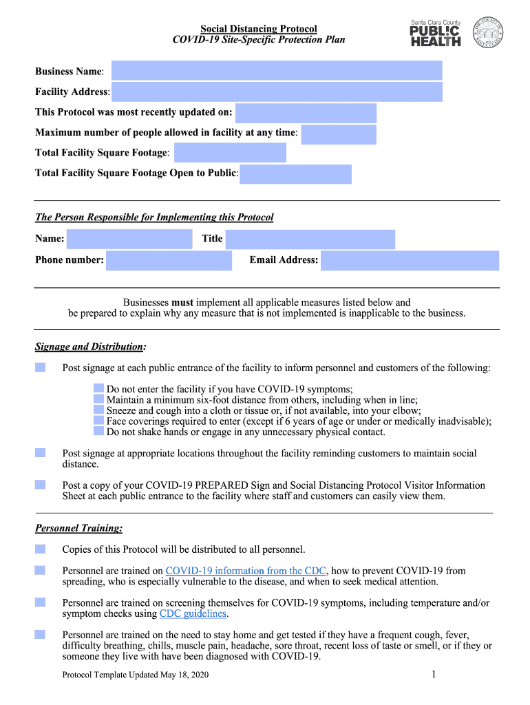 2020 CA Social Distancing Protocol - Santa Clara County Preview on Page 1