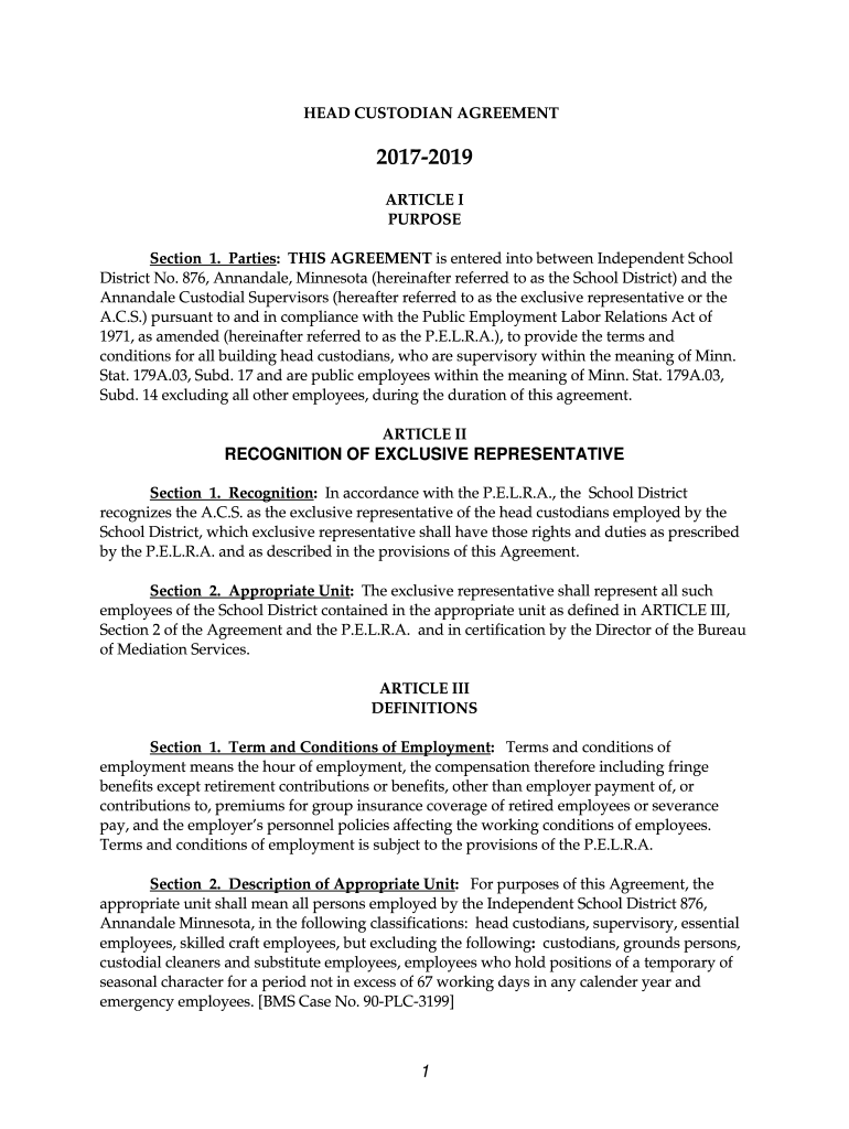 Fillable Online HEAD CUSTODIAN AGREEMENT Fax Email Print pdfFiller