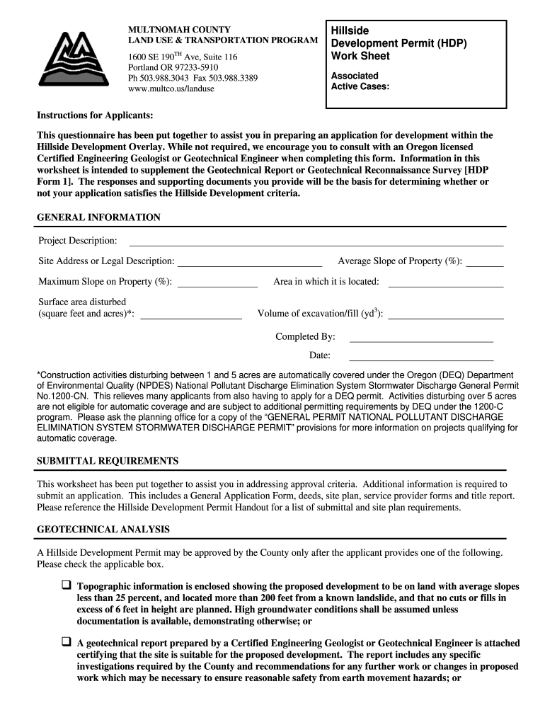Fillable Online to Multnomah County Land Use and Transportation Planning. Fax Email Print