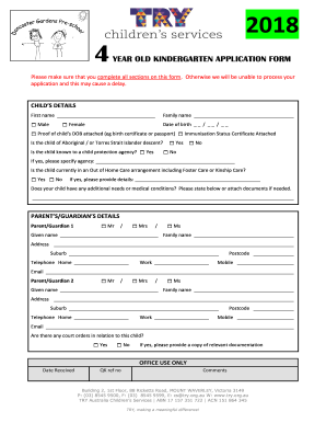 Fillable Online YEAR OLD KINDERGARTEN APPLICATION FORM Fax Email Print