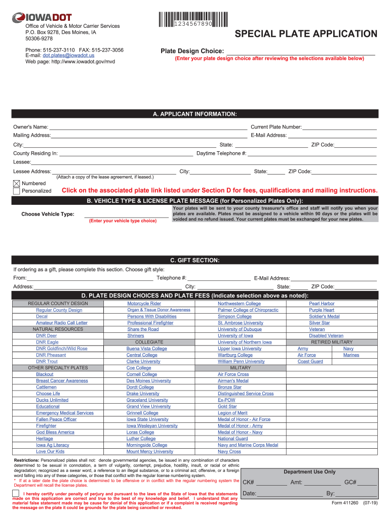 411260 Personalized or Special Plate Application-e Preview on Page 1