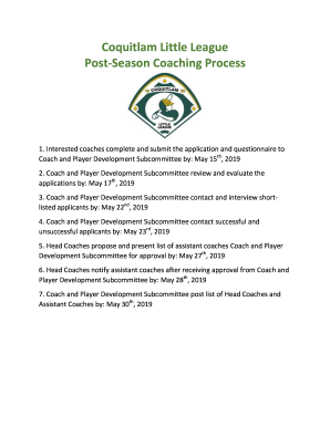 Coquitlam Little League Post-Season Coaching Process