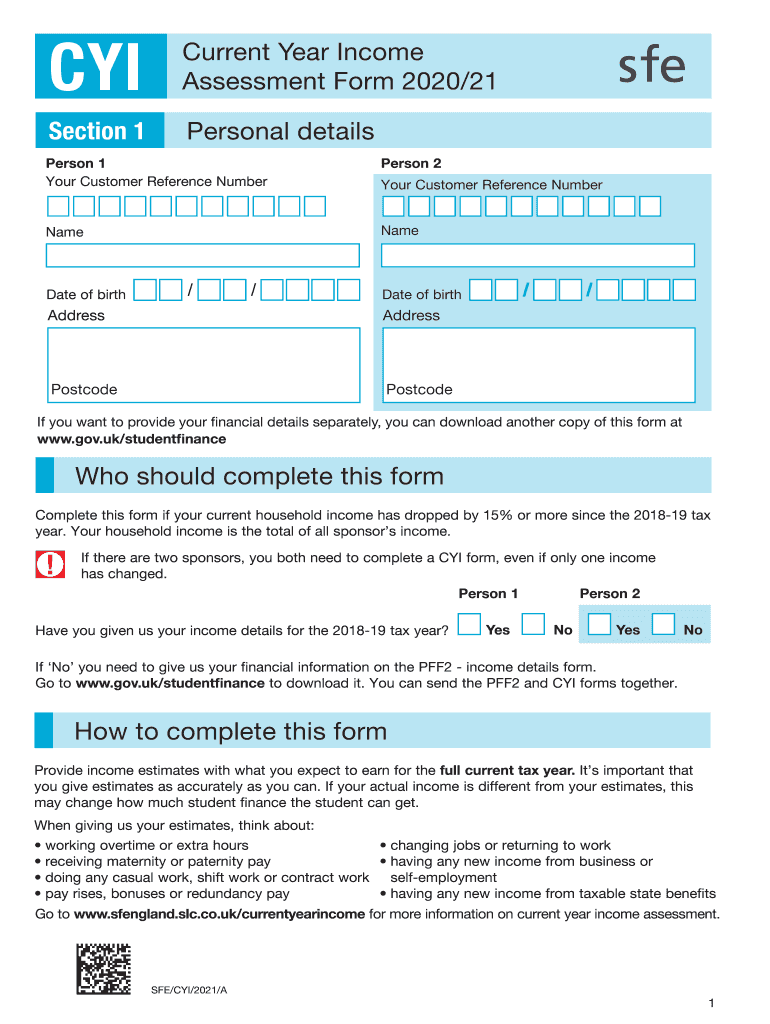 Student Finance Northern Ireland - Current Year Income Form ... Preview on Page 1