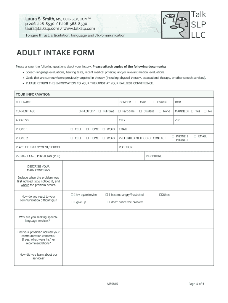 talk adult form Preview on Page 1.
