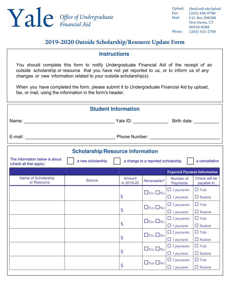 Outside Scholarships - Yale's financial aid - Yale University Preview on Page 1