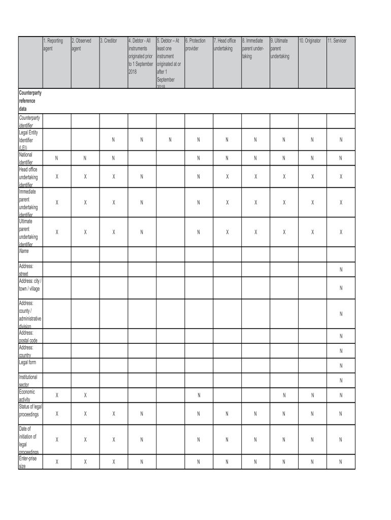 Fillable Online AnaCredit reporting template for counterparty reference