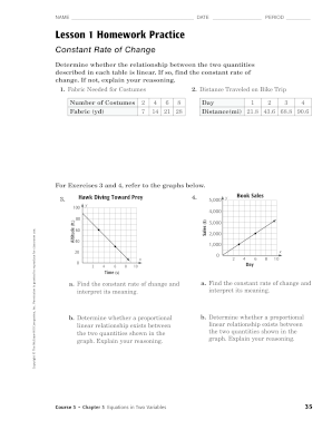 Lesson 1 Homework Practice Constant Rate Of Change - Fill Online ...