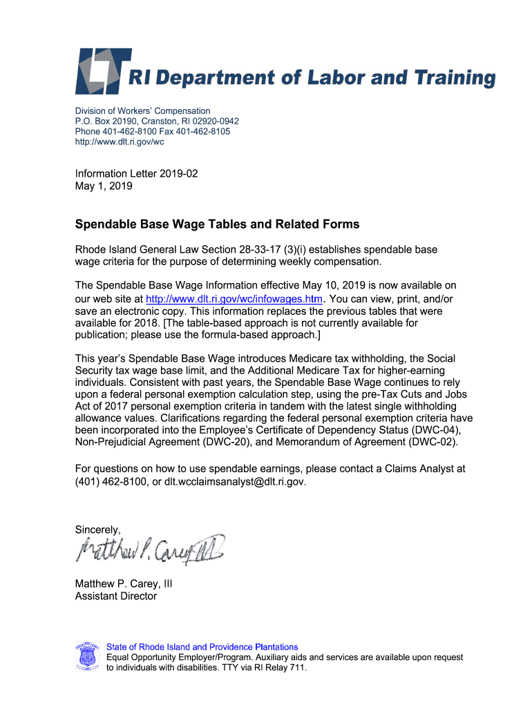 Fillable Online Spendable Base Wage Tables and Related Forms Fax Email