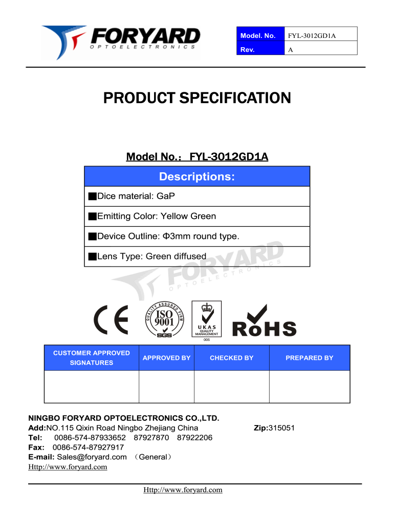 Fillable Online FYLS-3528UWC LED Datasheet pdf - LED. Equivalent ...