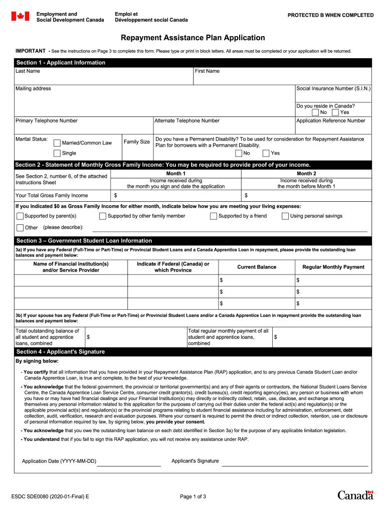 REPAYMENT ASSISTANCE PLAN APPLICATION. SDE0080E Preview on Page 1