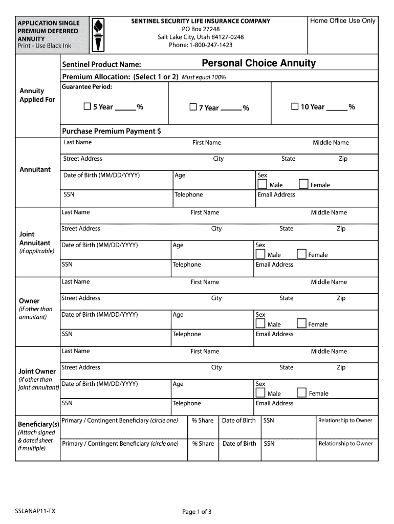Sentinel Security Life Insurance Company - Mr Annuity Preview on Page 1