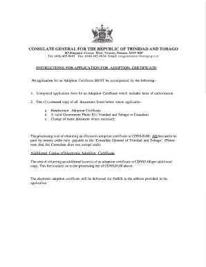 Adoption Certificate - Ministry of Foreign and CARICOM Affairs