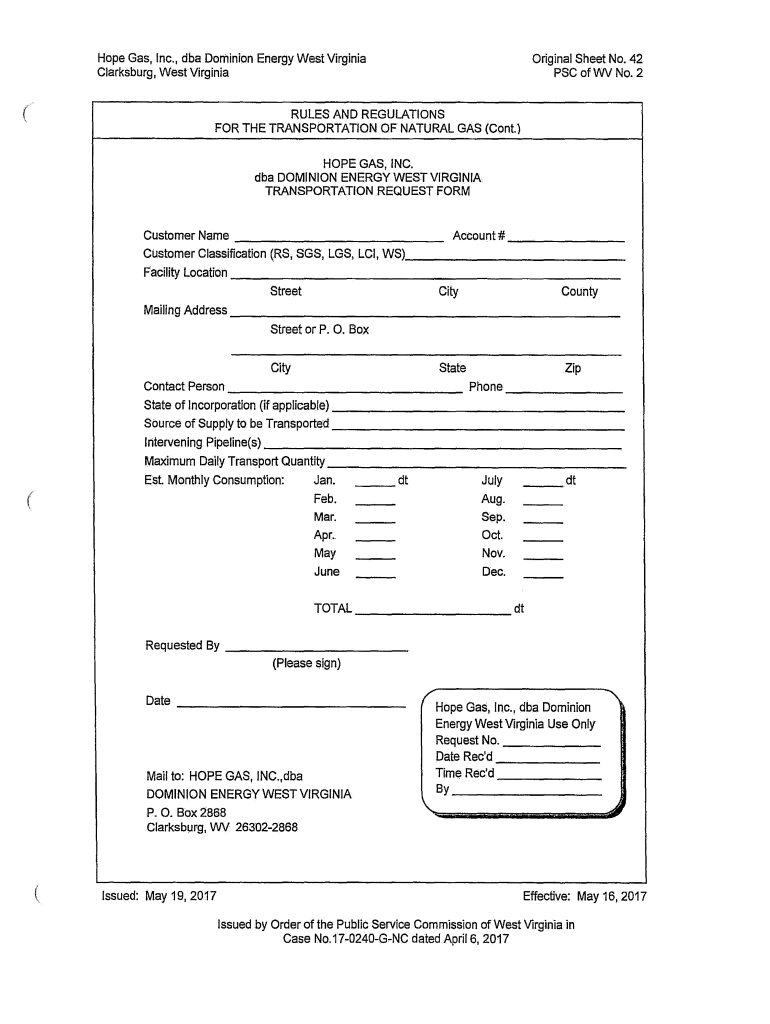 Fillable Online Dominion Energy West Virginia Rules and Regulations for