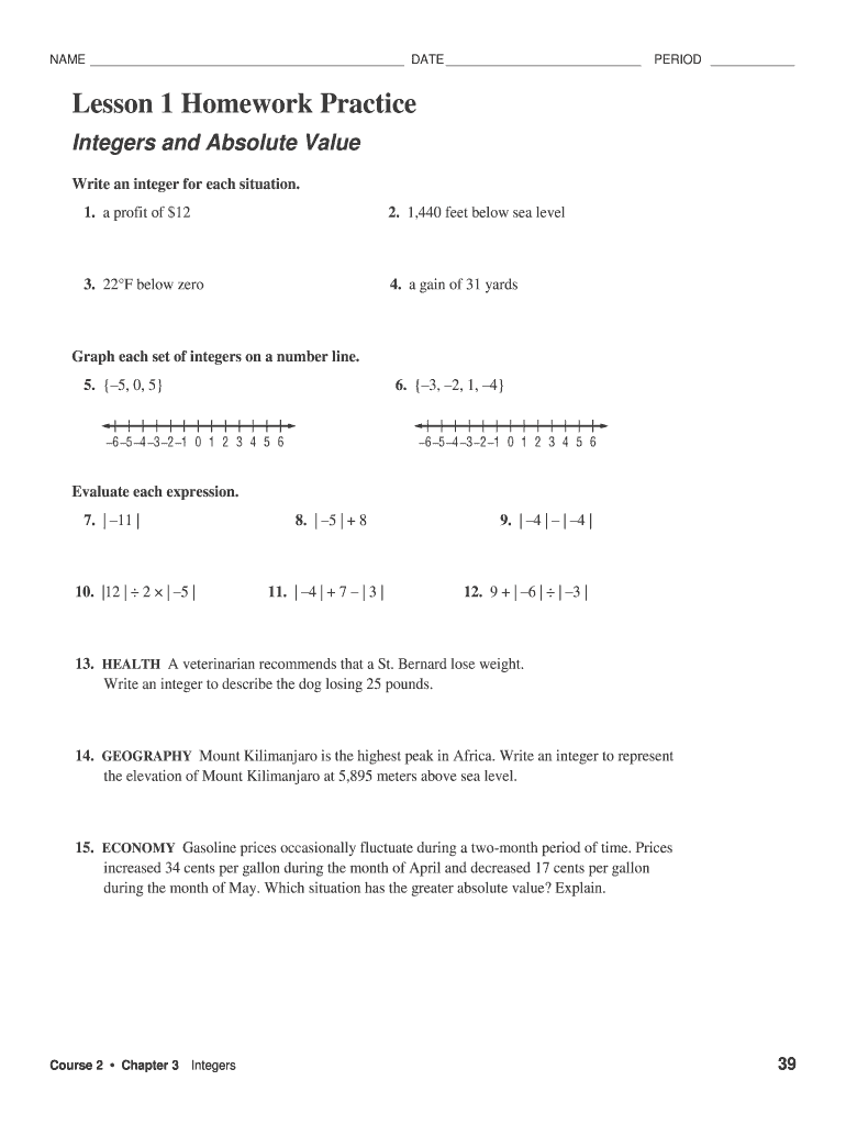 Lesson 1 Homework Practice - Blank Fillable Template | Fill Out, Print ...