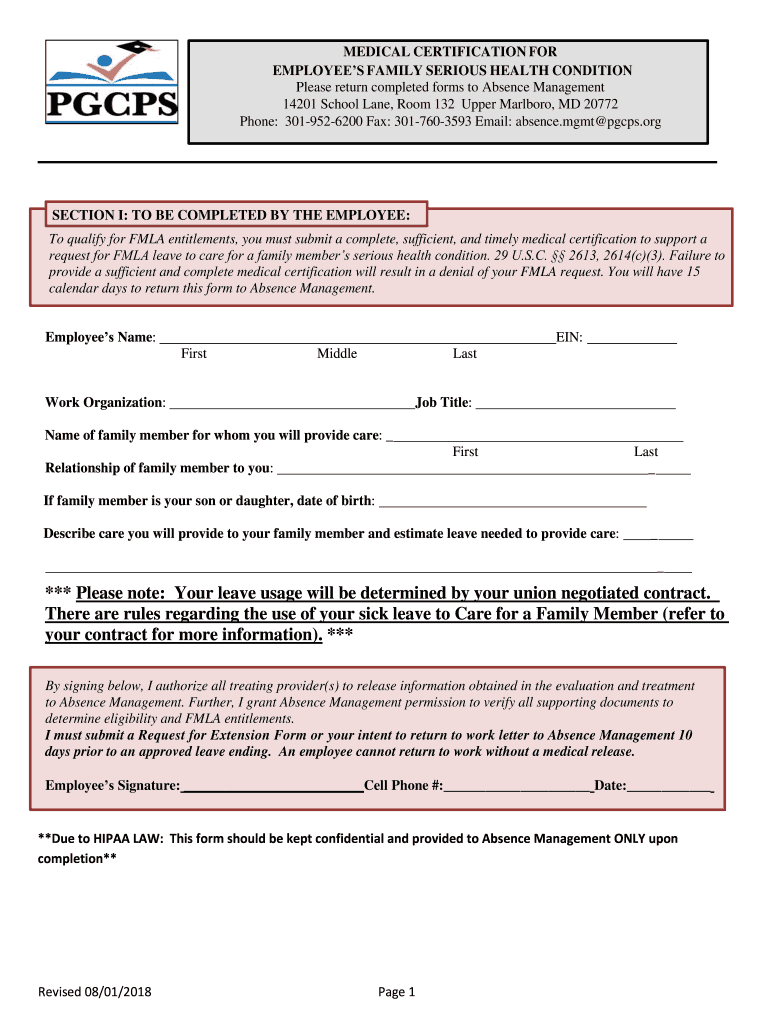 Fillable Online EMPLOYEES FAMILY SERIOUS HEALTH CONDITION Fax Email ...