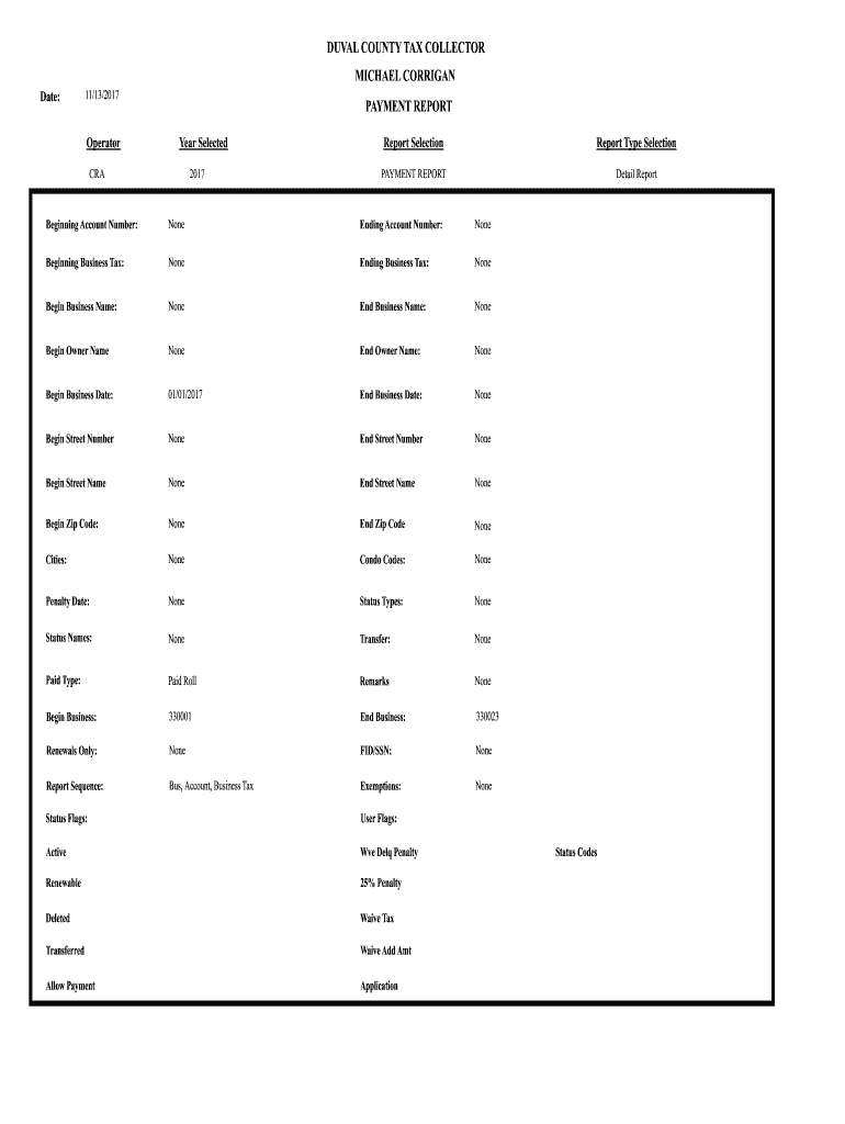 Fillable Online DUVAL COUNTY TAX COLLECTOR MICHAEL CORRIGAN Date Fax