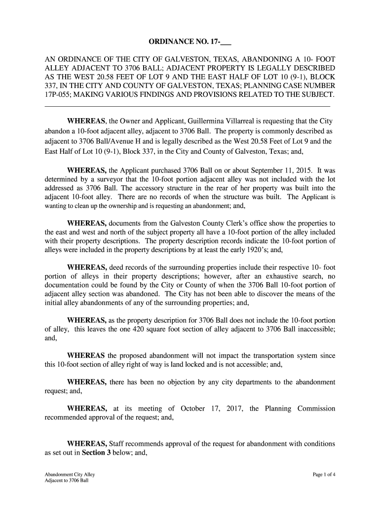 Fillable Online an ordinance of the city of galveston, texas