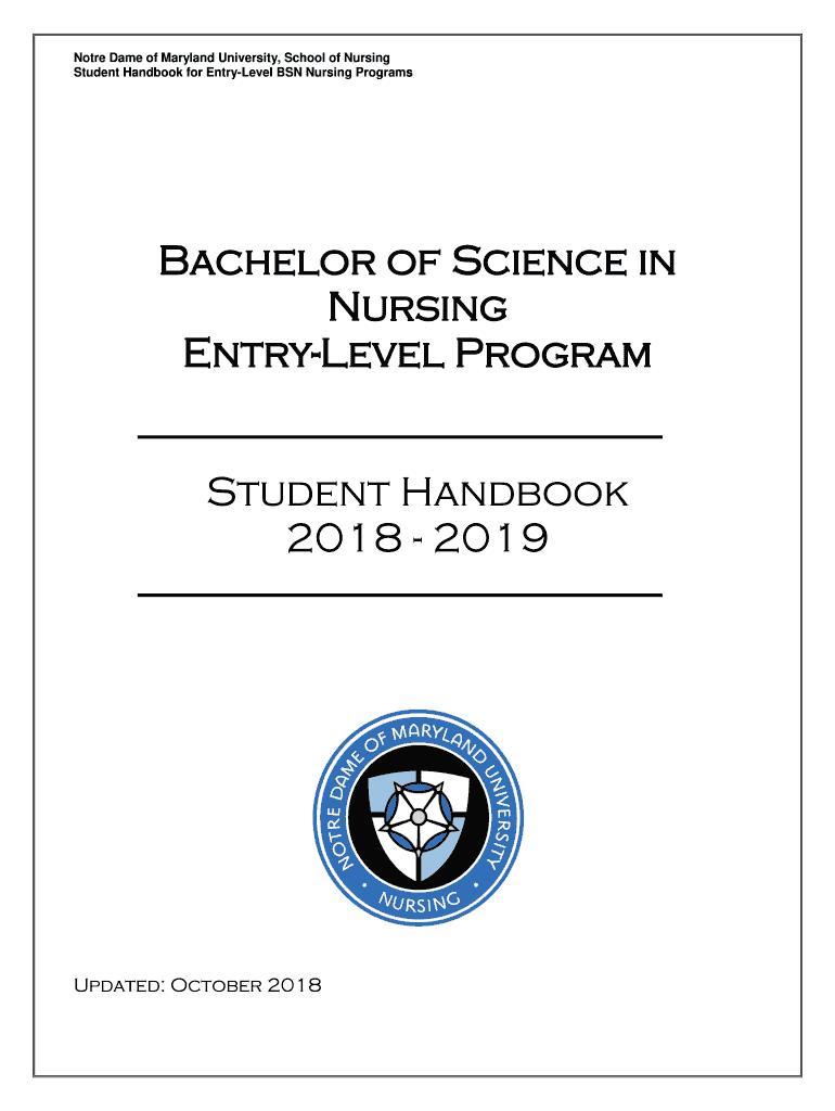 Fillable Online Nursing (EntryLevel BSN)Notre Dame of Maryland