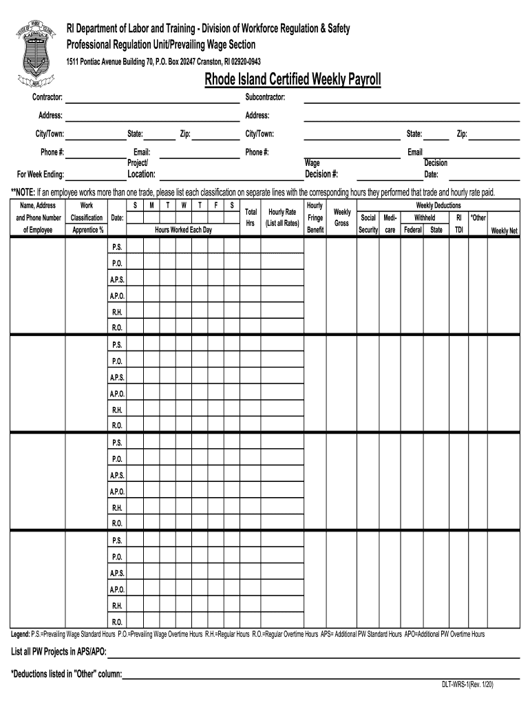 ri certified payroll fillable form Preview on Page 1