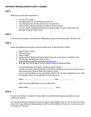 Texas Defensive Driving Affidavit