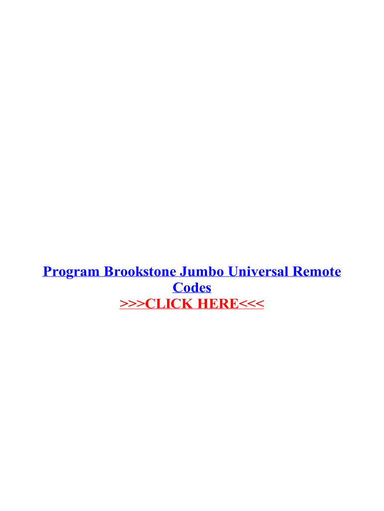 Fillable Online Program Brookstone Jumbo Universal Remote Codes Fax