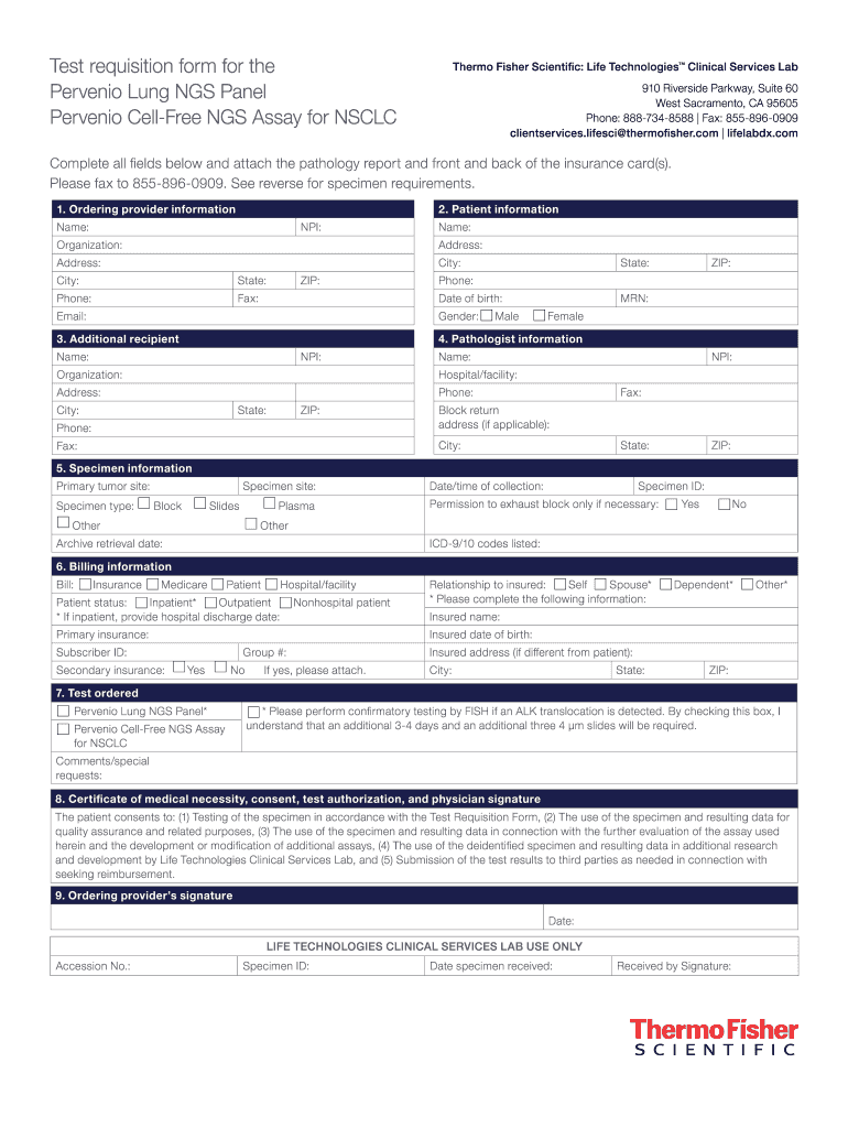 Fillable Online Test requisition form for the Pervenio Lung NGS Panel ...