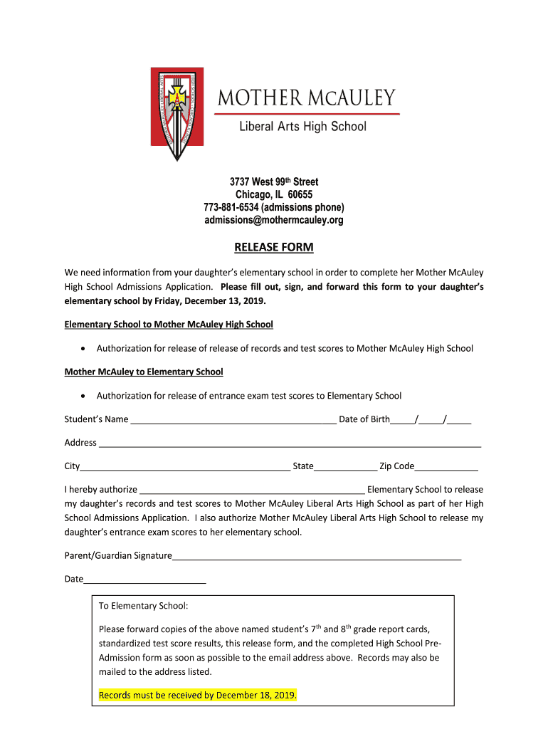 Fillable Online Come Visit Us! - Mother McAuley Liberal Arts High School  Fax Email Print - pdfFiller