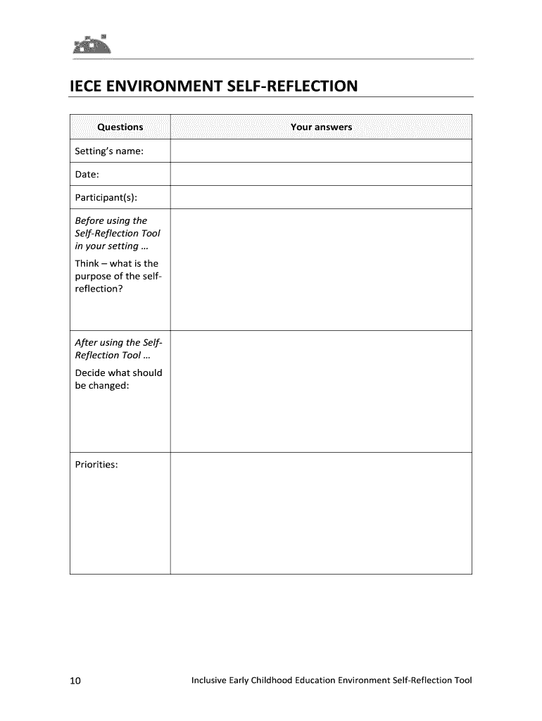 Inclusive Early Childhood Education Environment Self Reflection Tool