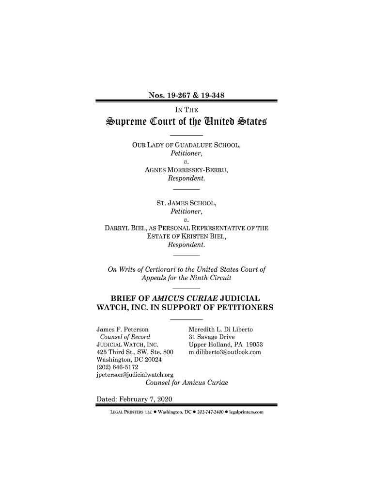 Fillable Online Our Lady of Guadalupe School v. MorrisseyBerru