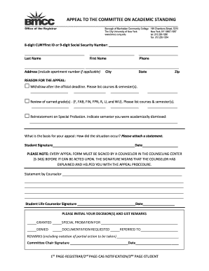 CUNY Academic Standing Appeal Form