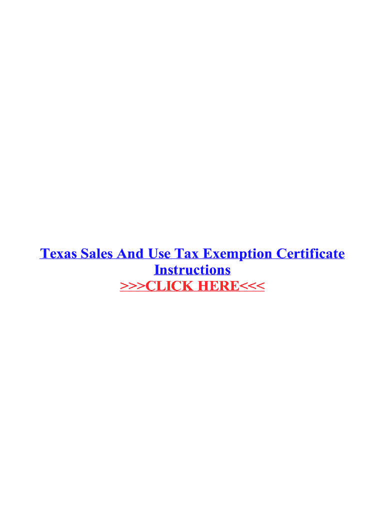 Fillable Online Texas Sales And Use Tax Exemption Certificate