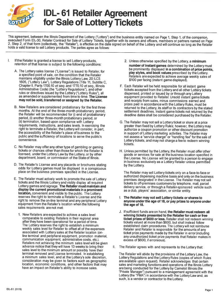 illinois lottery retailer application Preview on Page 1