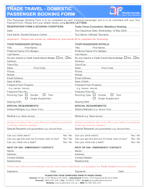 trade travel - domestic passenger booking form - Donald ...